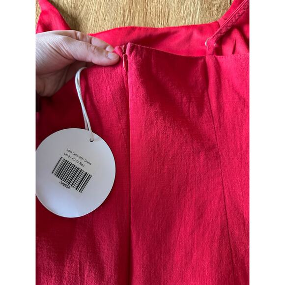 Princess Polly Love Lane Red Linen Mini Wrap Dress Size 6 NWT - Picture 5 of 7